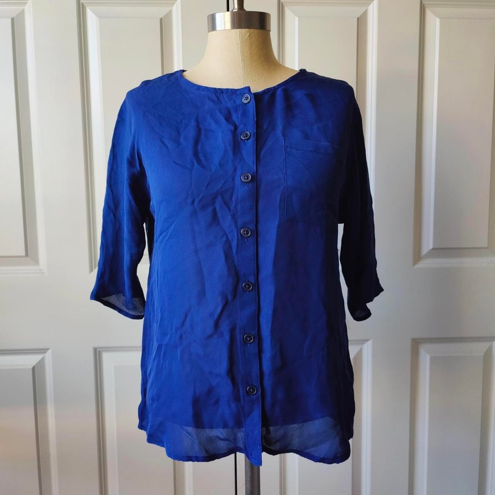 Marc by Marc‎ Jacobs 100% Silk Dolman Blouse Cobalt Blue Career Top Twee Size 0